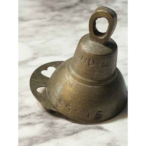 VTG SMALL BRASS BELL INSCRIBED 55-16 ~ 2" T x 1.5" W (2850) - Picture 4 of 10